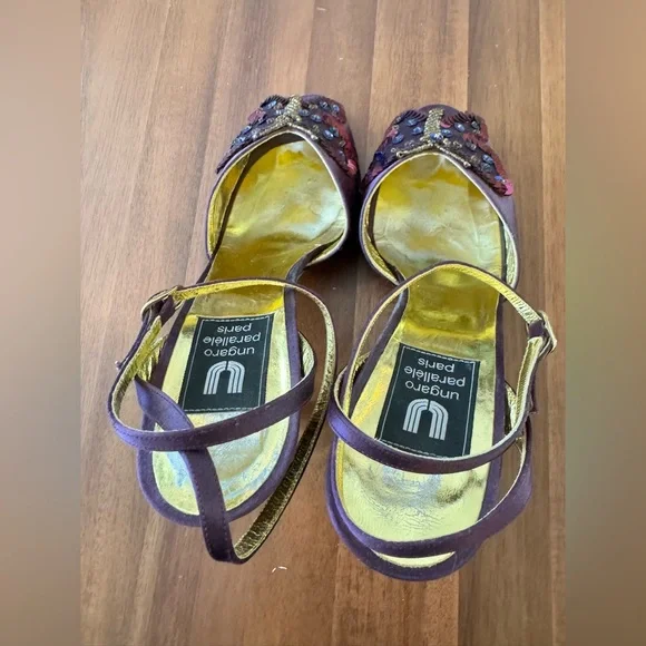 Ungaro Paris Butterfly Purple Sequined Heels - Picture 11 of 12